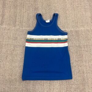 Vintage Levi's Olympics Tank Top Small Blue 1980s USA Russia